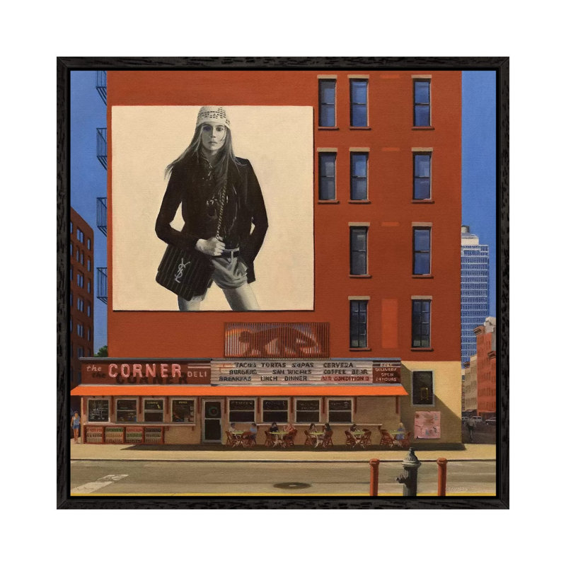 The Corner Deli by Nick Savides - Floater Frame Print on Canvas, Black Framed Canvas, 45.72 cm H x 45.72 cm W
