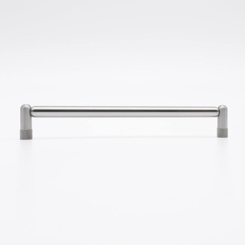 Poignée d'armoire moletée, 8", Nickel satiné