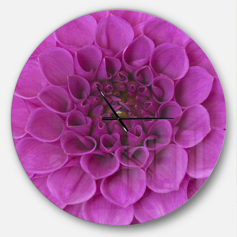 Grande fleur et pétales - Horloge murale moderne, Surdimensionné, Mauve