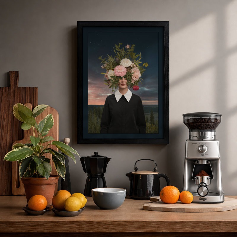 Floral Portrait Botanical - Framed Print, A2 - 59.4 x 42.0 cm, White