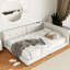Lit tapissier grand avec structure robuste et confortable en lin beige