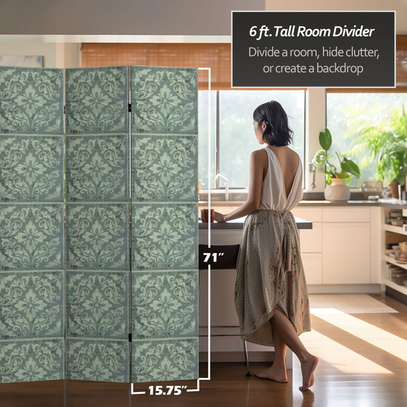 3 Panel Room Divider, Green