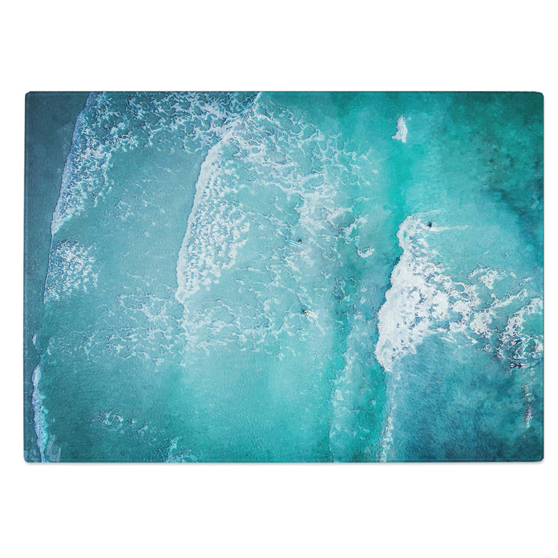 Tempered Glass Surfing in Vazon Guernsey Chopping Board, 39 cm W x 28.5 cm L