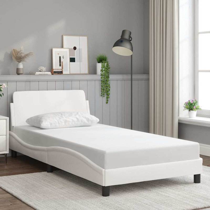 Kaleesi Vegan Leather Platform Bed, Twin XL, White