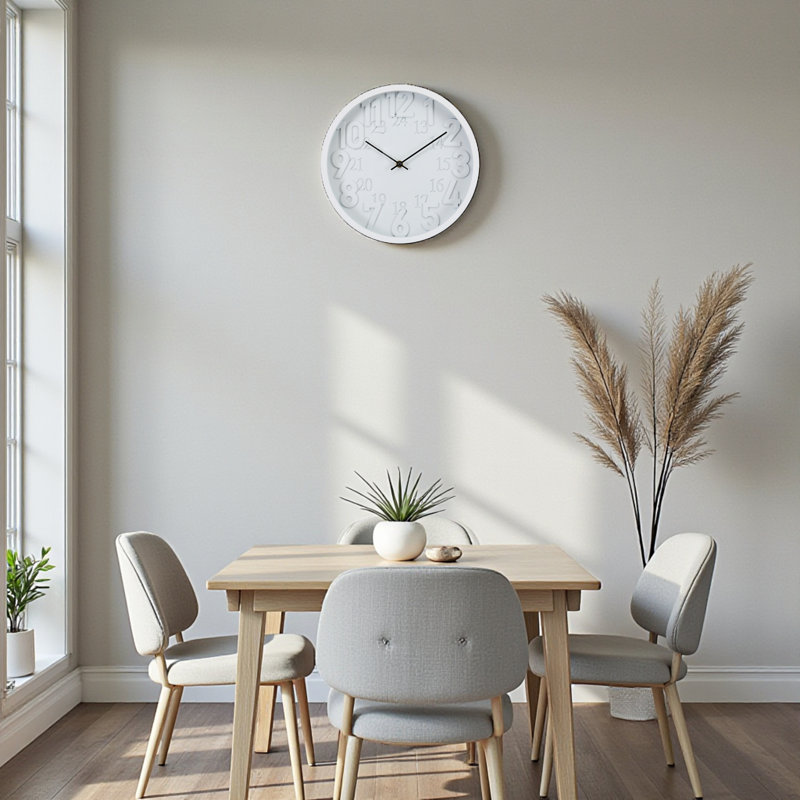 Selora Round Juvenile White Face White Frame Contemporary Modern 12" Wall Clock