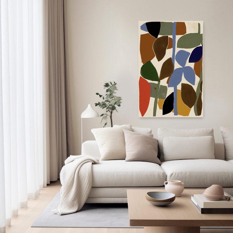 Harmonie de feuilles abstraites - Affiche murale représentant un paysage naturel abstrait, audacieux et coloré