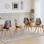 40.5cm Patchwork Linen Nordic style Dining Chairs with Solid Wood Legs-642592256