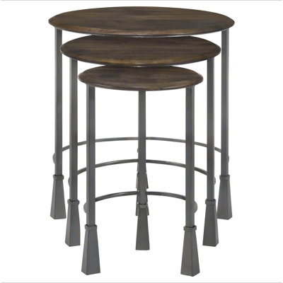 Table gigogne 3 pièces Natural and Gunmetal