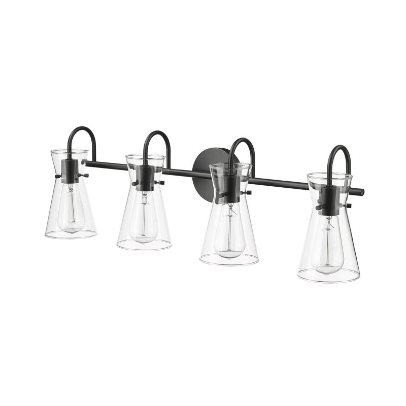 Éclairage de salle de bain à intensité variable à 4 lumières Rivenburg, Noir mat