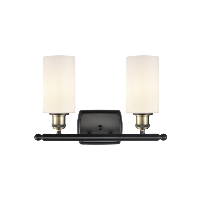 Mallette 2 - Light Dimmable Vanity Light, 60 Watt Vintage Incandescent Bulb, Matte White, Black Antique Brass