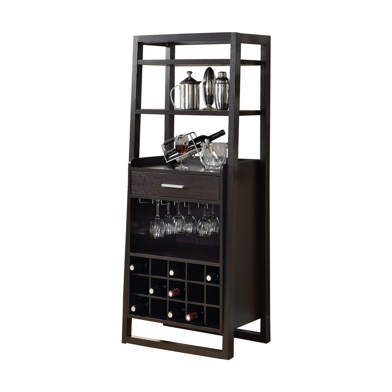 Addingrove Home Bar, Wine Rack, Storage Cabinet, Laminate, Brown, Contemporary, Modern