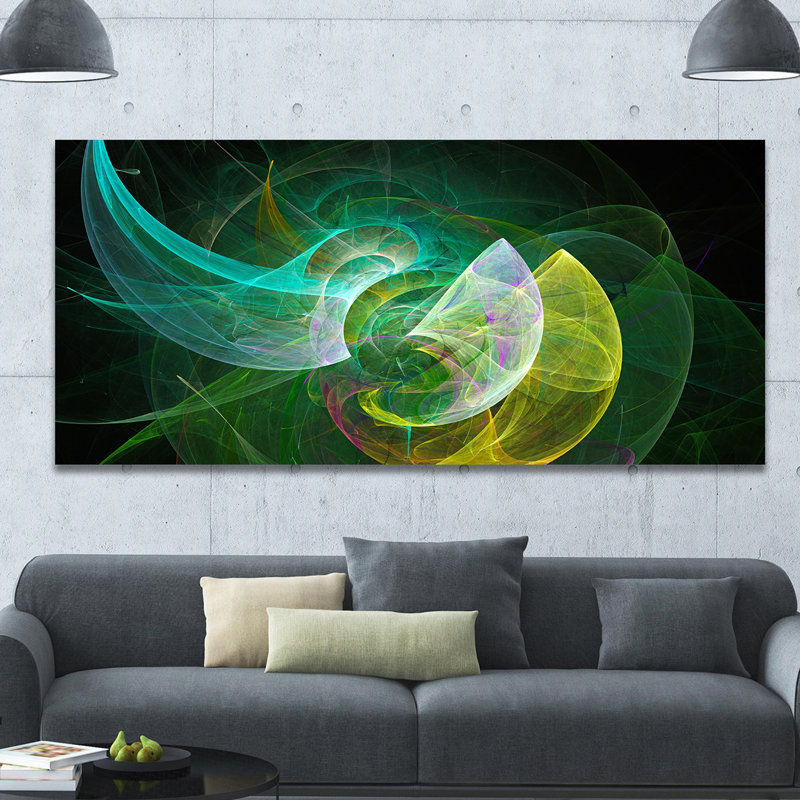 «Green Mystic», impression psychédélique sur toile tendue, H 28 po x l 60 po x P 1,5 po