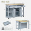 Îlot de cuisine avec table de salle à manger extensible, support de rangement interne, prise de courant, 2 tiroirs, 2 armoires et tablettes ouvertes-96664664