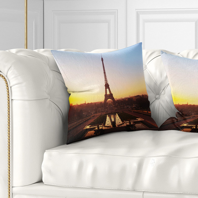 Oreiller cityscape tour de paris eiffel, 18 po x 18 po, Coussin décoratif