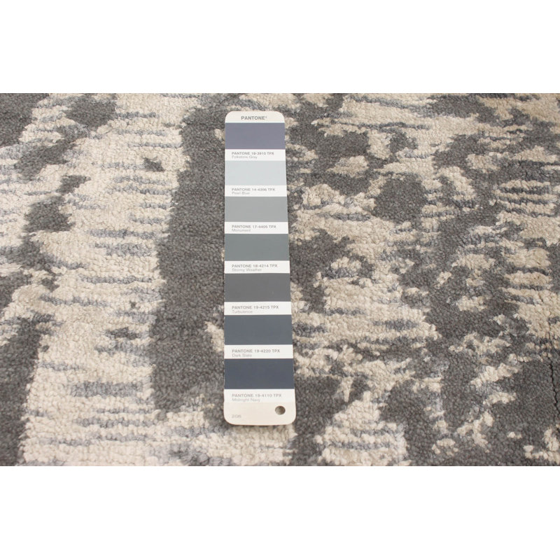 Tapis gris foncé en laine tissé à la main Halfon