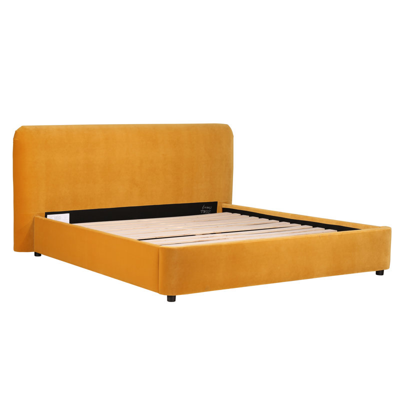 Crosby Upholstered Low Profile Platform Bed, Beige Basketweave, Queen