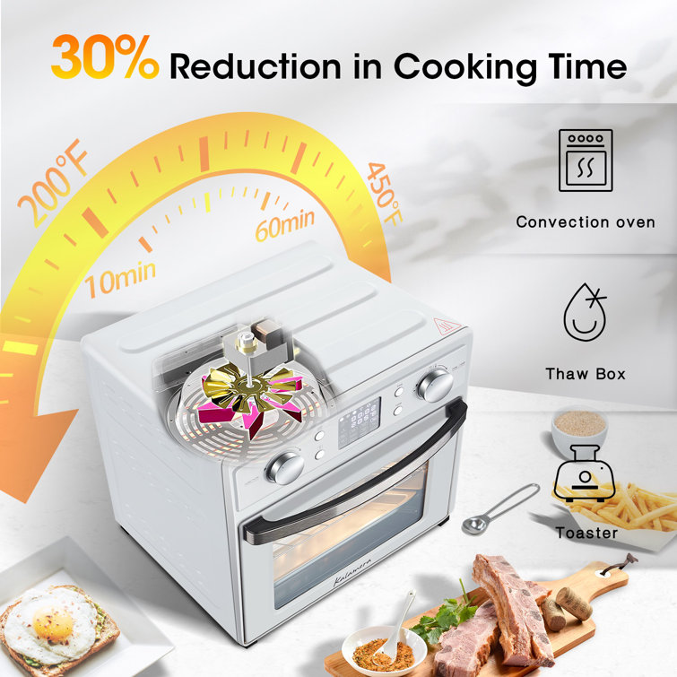 Kalamera 16 qt. White Stainless-Steel Air Fryer Toaster Oven 12 in