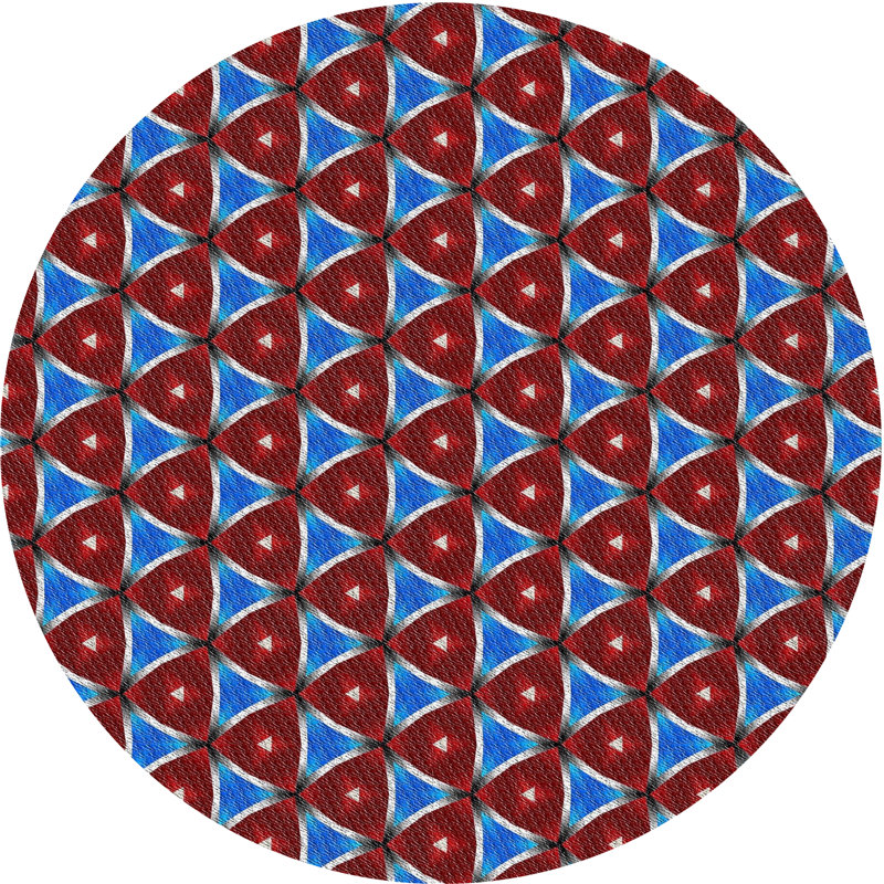 Tapis rouge / bleu Power Loom, Rond 7 pi