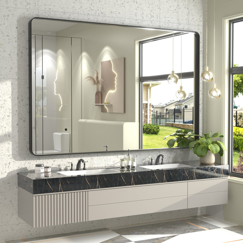 Miroir mural Aevar, Noir mat, 60 po x 40 po