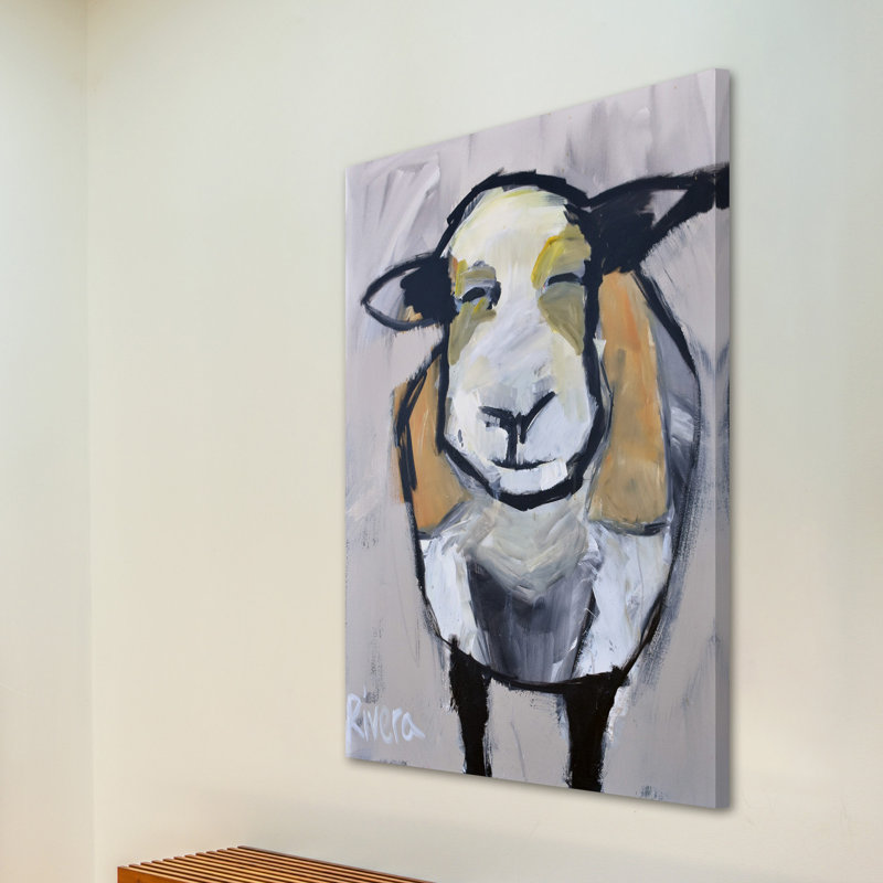 Grinning Sheep by Michelle Rivera - Wrapped Canvas Painting, 61cm H x 41cm W x 3.81cm D