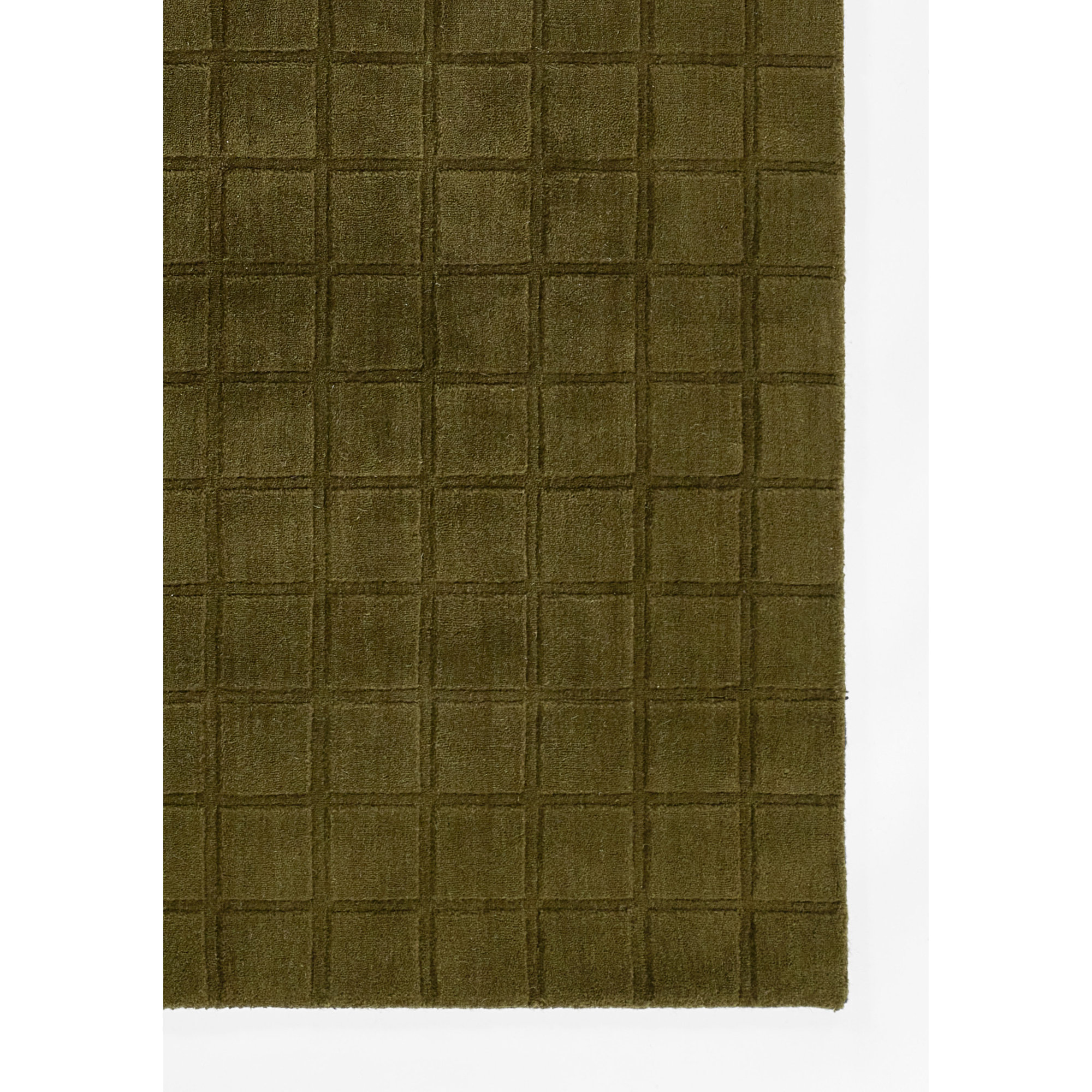 AllModern Contour Hand Loomed Wool Geometric Green Area Rug, Rectangle 2' x 3'