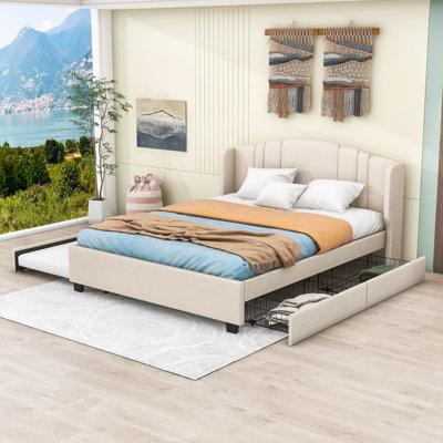 Grand lit plateforme tapissier Elester