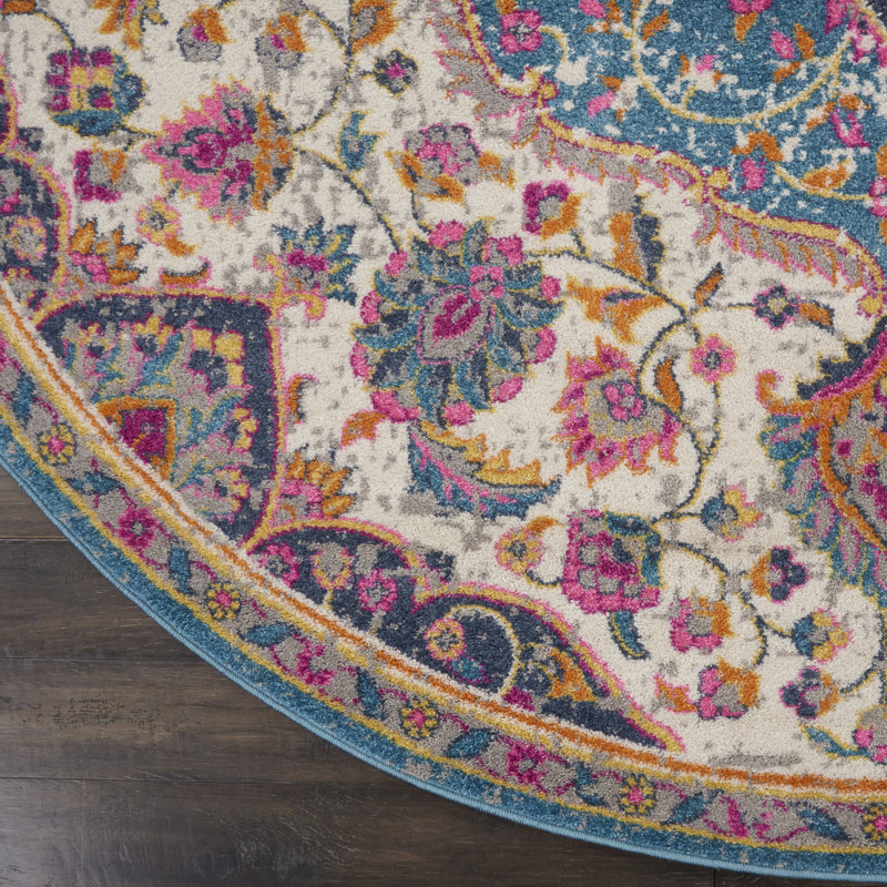 Tapis traditionnel ivoire Augusta, Rond 8 pi
