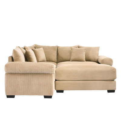 Oversized Cloud Modular Sectional Couch,Convertible Sectional Couches Deep Seat Extra-Wide Armrests, 9 Throw Pillows Premium Corduroy Fabric, Ergonomic Design,Easy Assembly, For Living Rooms,Camel