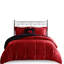 Édredon To King - rouge + noir, bourre, taies décoratives l 20 po x L 36 po, coussin décoratif, lavage à la machine rouge + noir et coussin décoratif-132971558-132971562