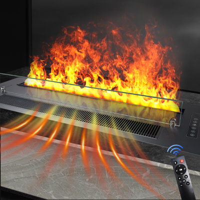 3D Water Vapor Fireplace with Humidifier Electric Fireplaces Realistic Colorful Flame Steam Fireplaces for Home Office Hotel Decoration 650W/1300W Heater 70.87"