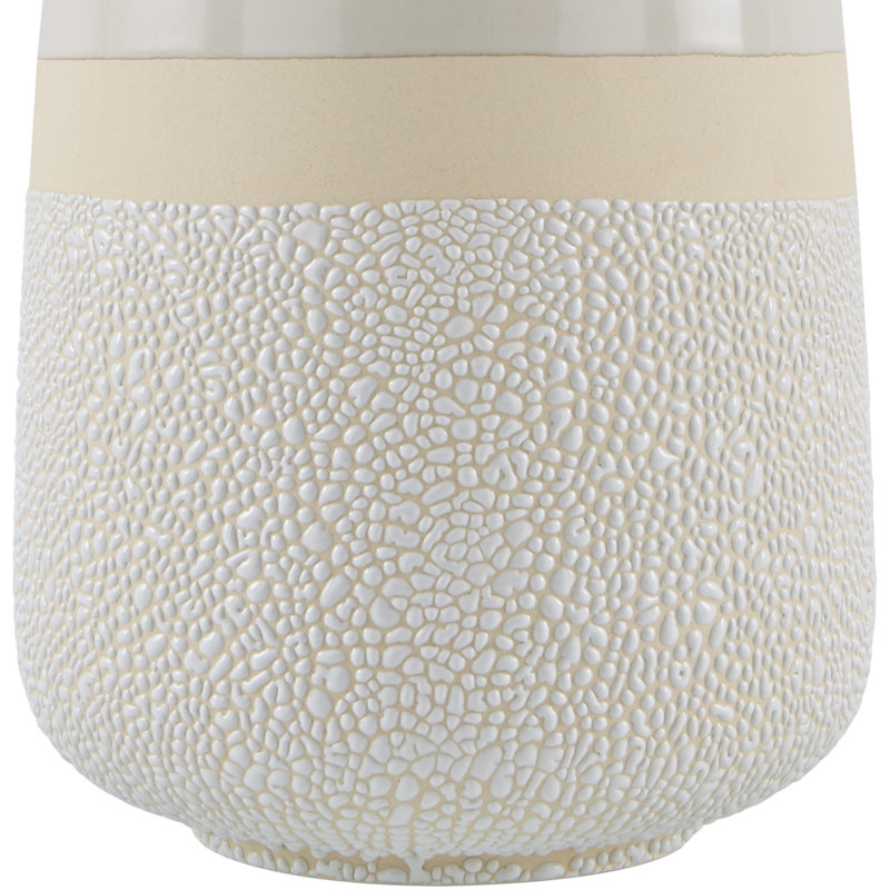 Ceramic Table Lamp with Linen Drum Shade , 20" H x 14" W x 14" D
