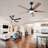 52 Inch Black Ceiling Fans With Lights And Remote, Indoor/Outdoor Modern Ceiling Fan For Bedroom Living Room Patio, 6 Speed Reversible Quiet Dc Motor, 3 Cct, Dual Finish Blades