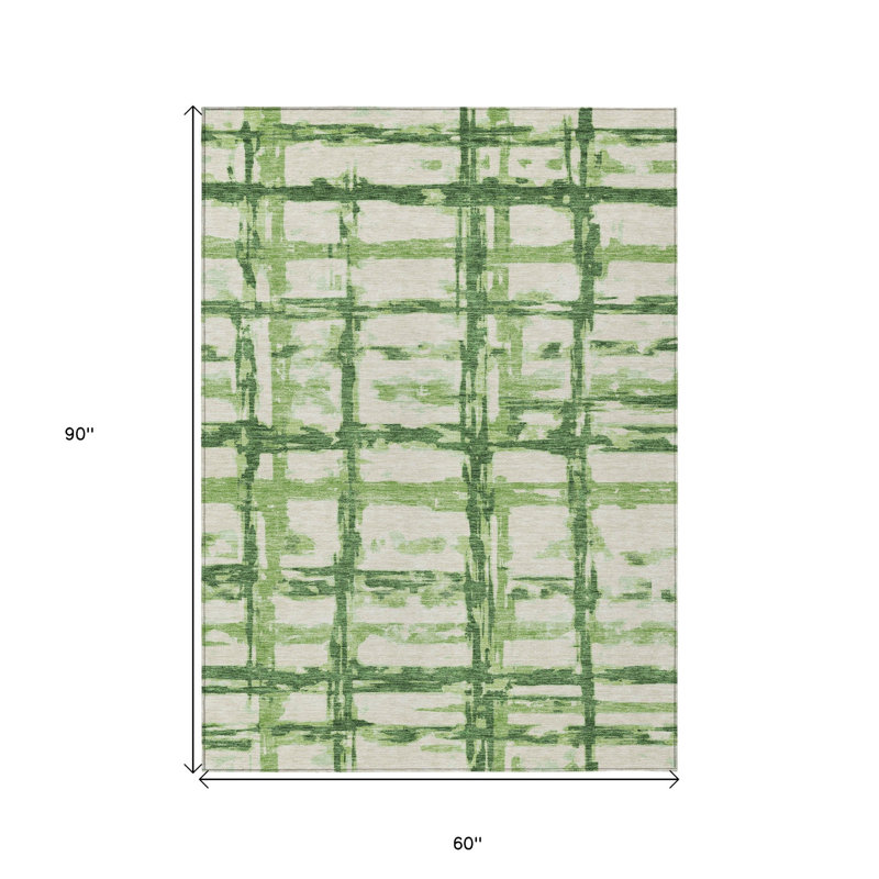 Tapis intérieur lavable rayé vert artichaut 5 pi x 8 pi