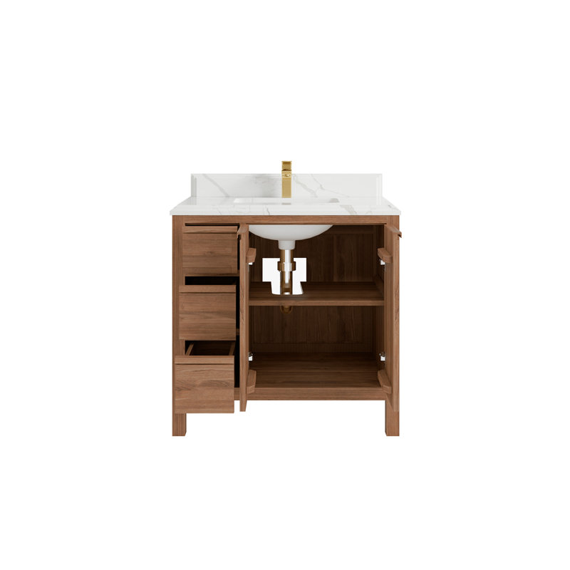 Teck Elizabeth 36 po X P 22 po Meuble-lavabo de salle de bain D, Calacatta Laza