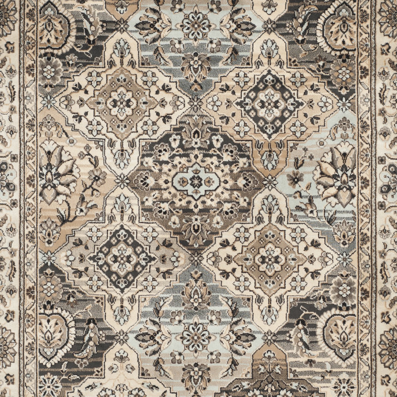 Petronella Viscose Oriental Rug in Ivory, Runner 2'2" x 8'