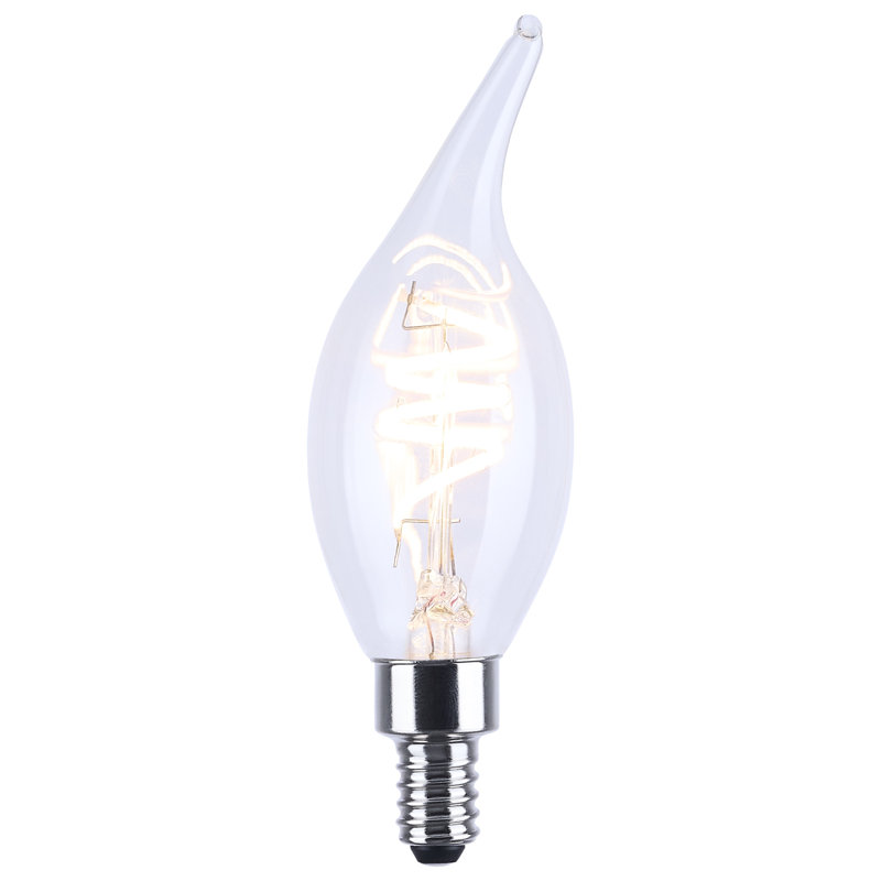 4 Watt CA11 LED Reminiscent Flex Gray Coil Filament E12 3000K 120 Volt, 3000 Kelvins
