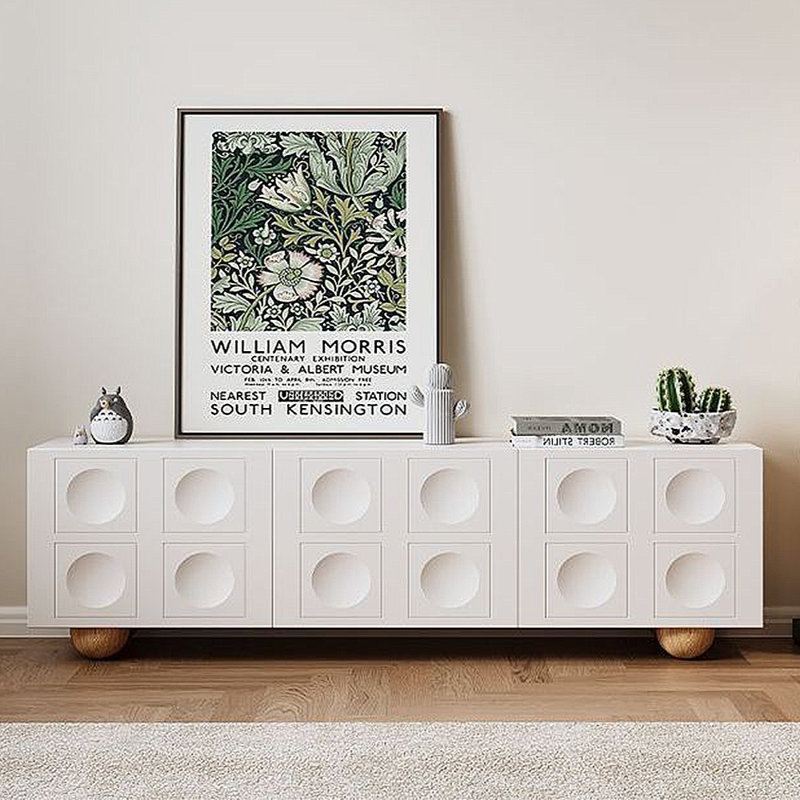 French cream-style storage cabinet TV stand