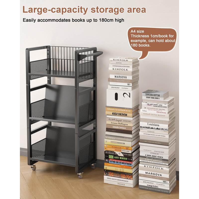 95cm H x 44cm W Book Cart, Black