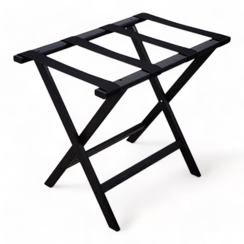 Porte-bagages pliable en bois, Noir, Noir