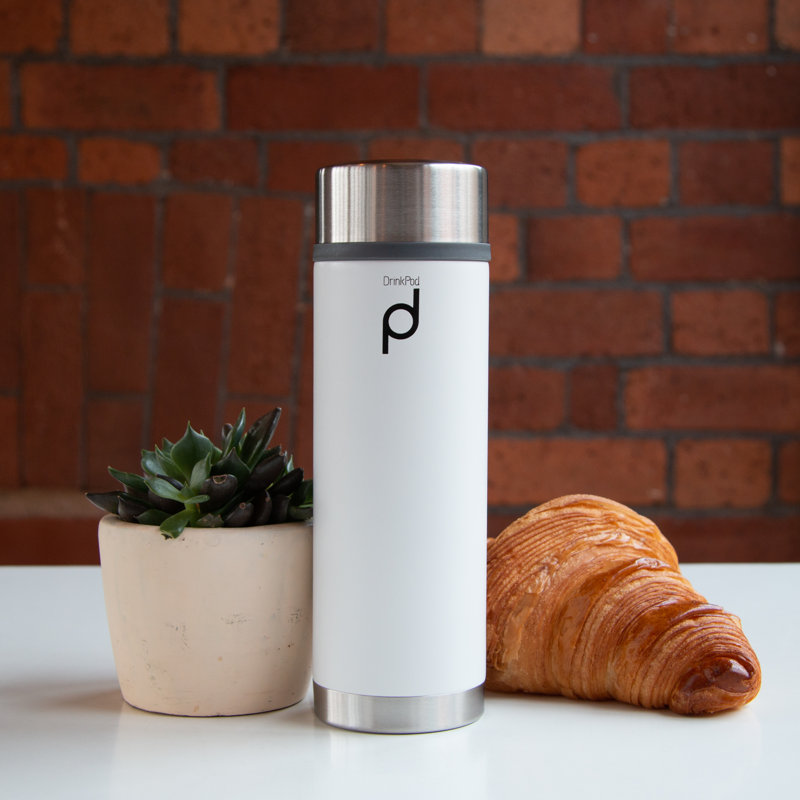 Drink Pod Stainless Steel Travel Mug, White