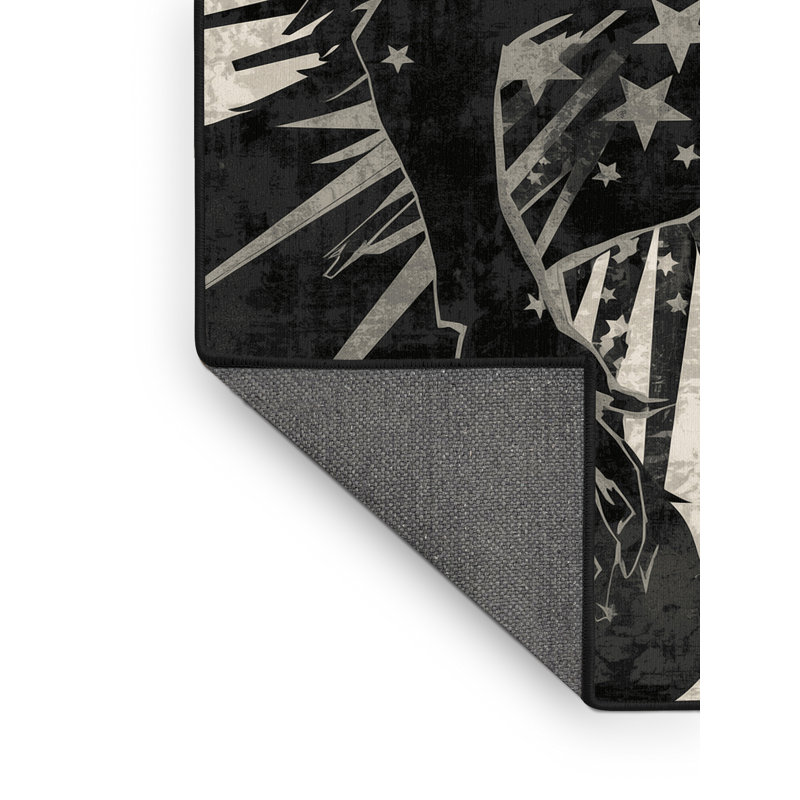 Tapis gris doux et moelleux à motif de loups-garous audacieux et éclectique moderne, 2 x 5