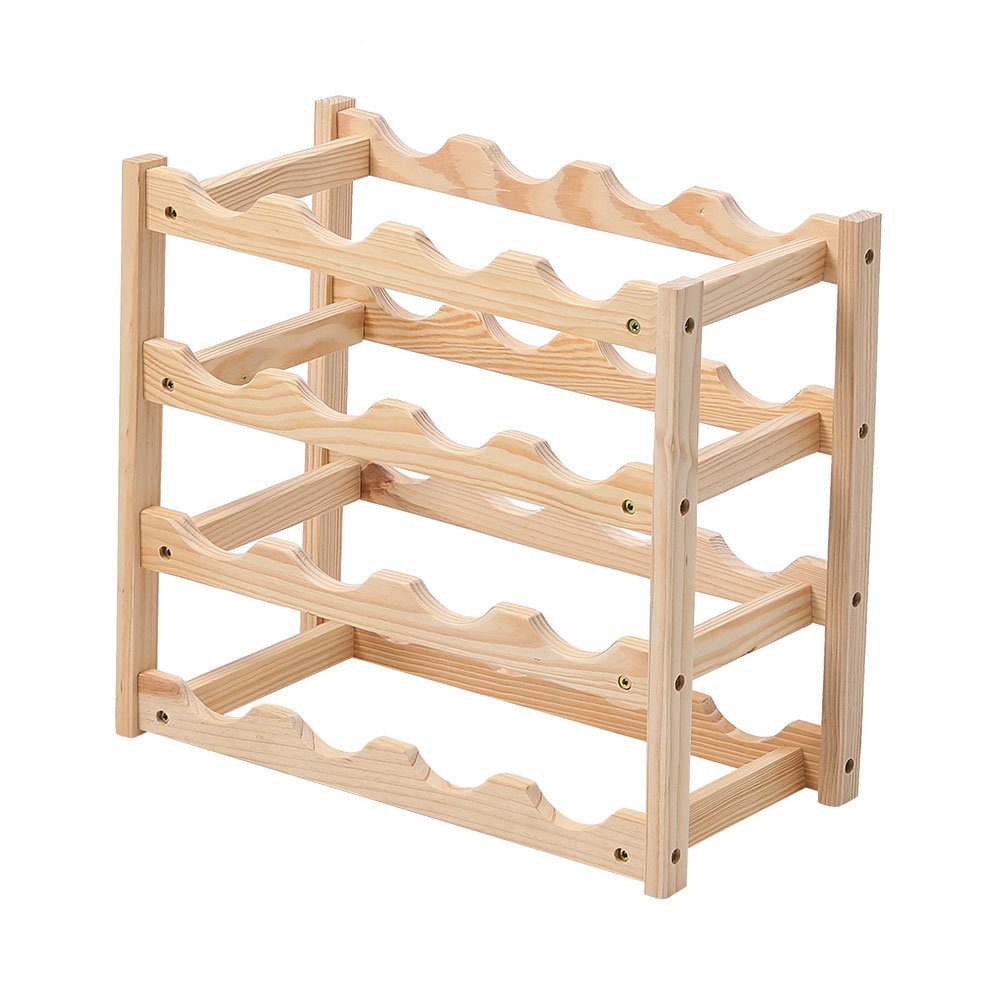 16 Bottle Open Shelving Wine Bottle Rack Wooden