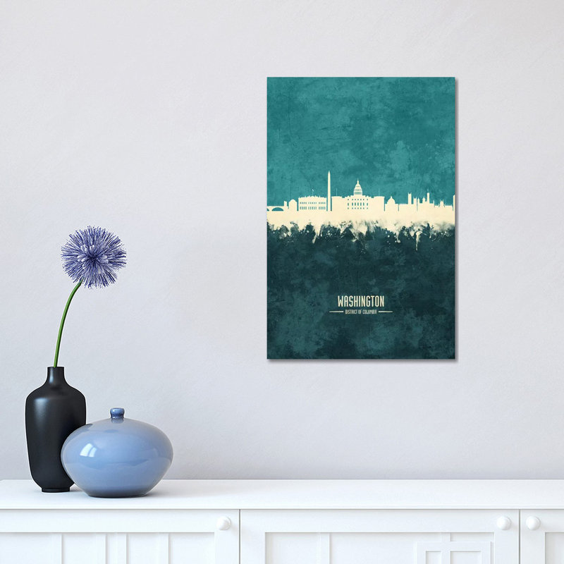 «Washington DC Skyline» par Michael Tompsett - peinture sur toile tendue, H 18 po x l 12 po x 1,5 po