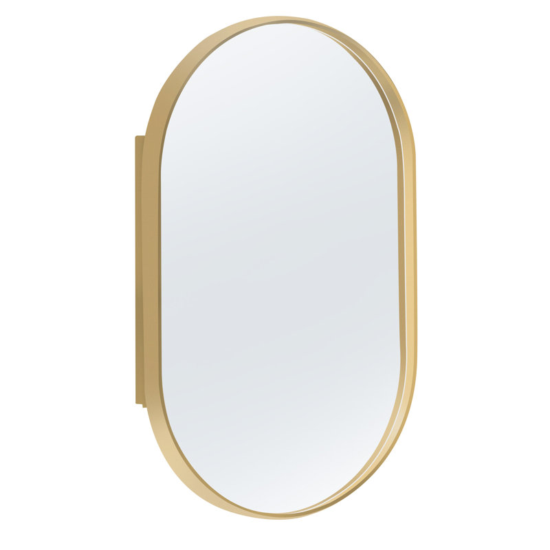 Laelani 21'' W 34'' H Recessed Framed Medicine Cabinet With Shelves, Gold