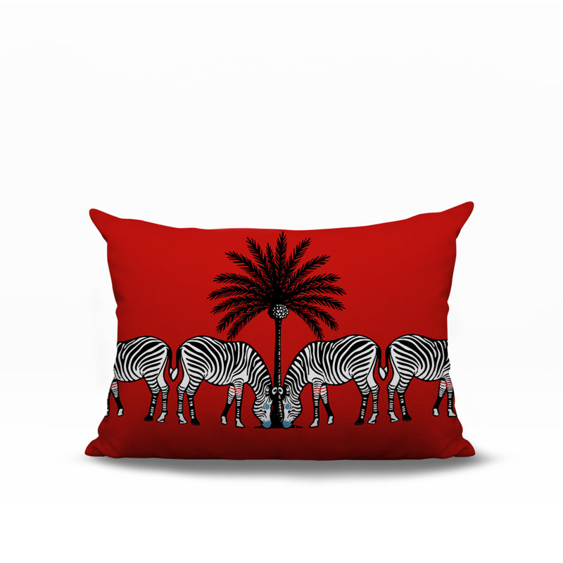 Camo Zebra Reversible Indoor/Outdoor Rectangle Pillow, Red, 14" H x 20" W