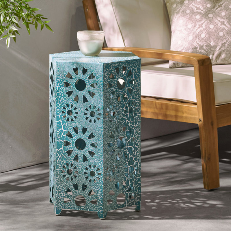 Table d'appoint 14 po avec motif de découpes de soleil, Sarcelle