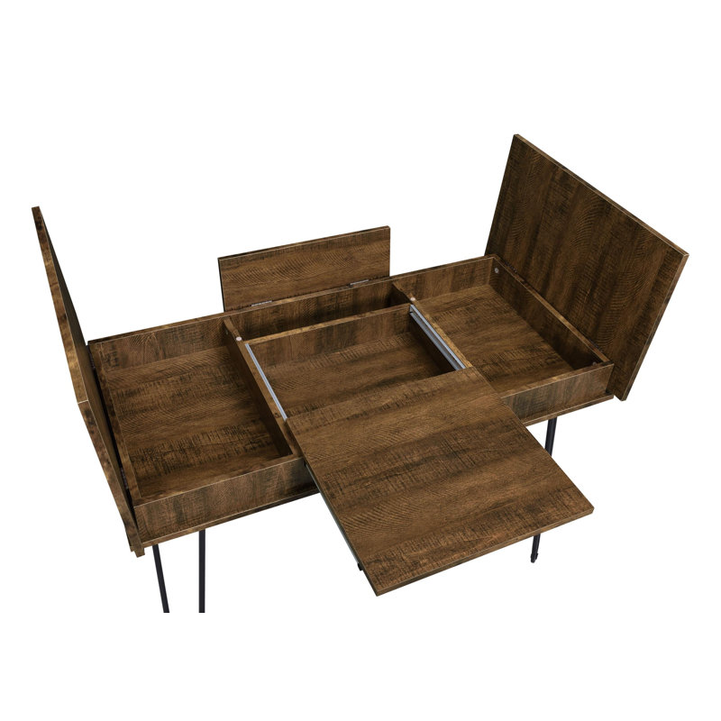 Carpentier Metal Base Writing Desk with Power Outlet