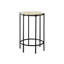 Table d'appoint compacte de salon et de chambre à coucher avec stratifié en pierre noire en métal noir tendance
