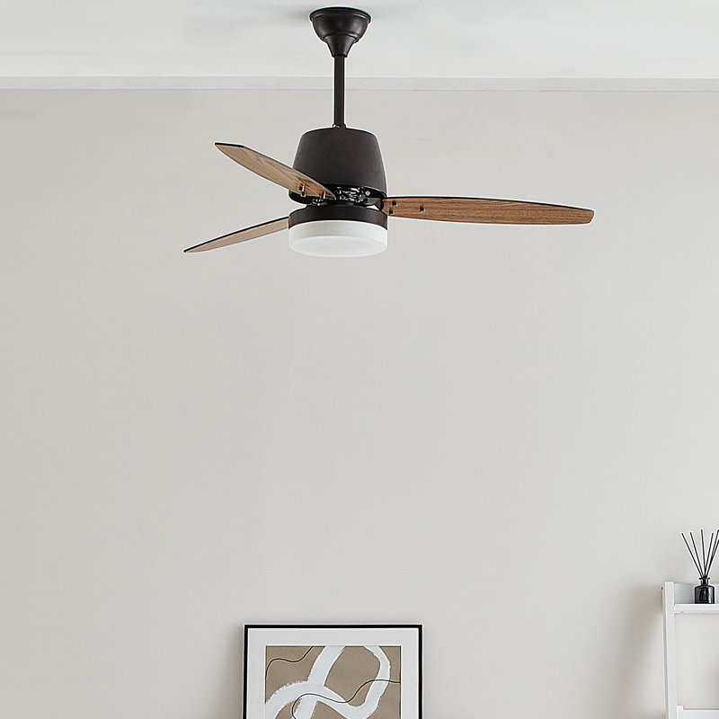 Bostick 74cm Ceiling Fan with Light Kit, Dark Wood