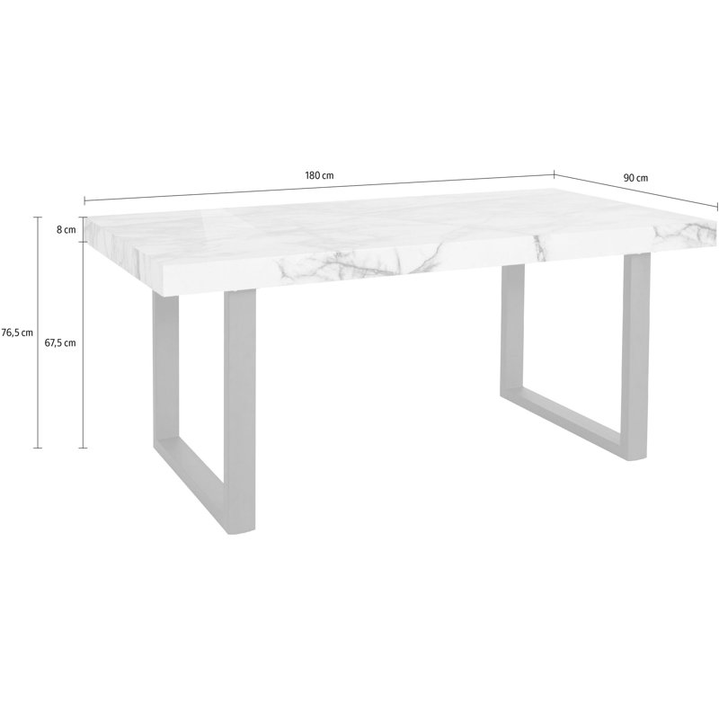 Metal Base Dining Table, H76.5 x L180 x W90cm